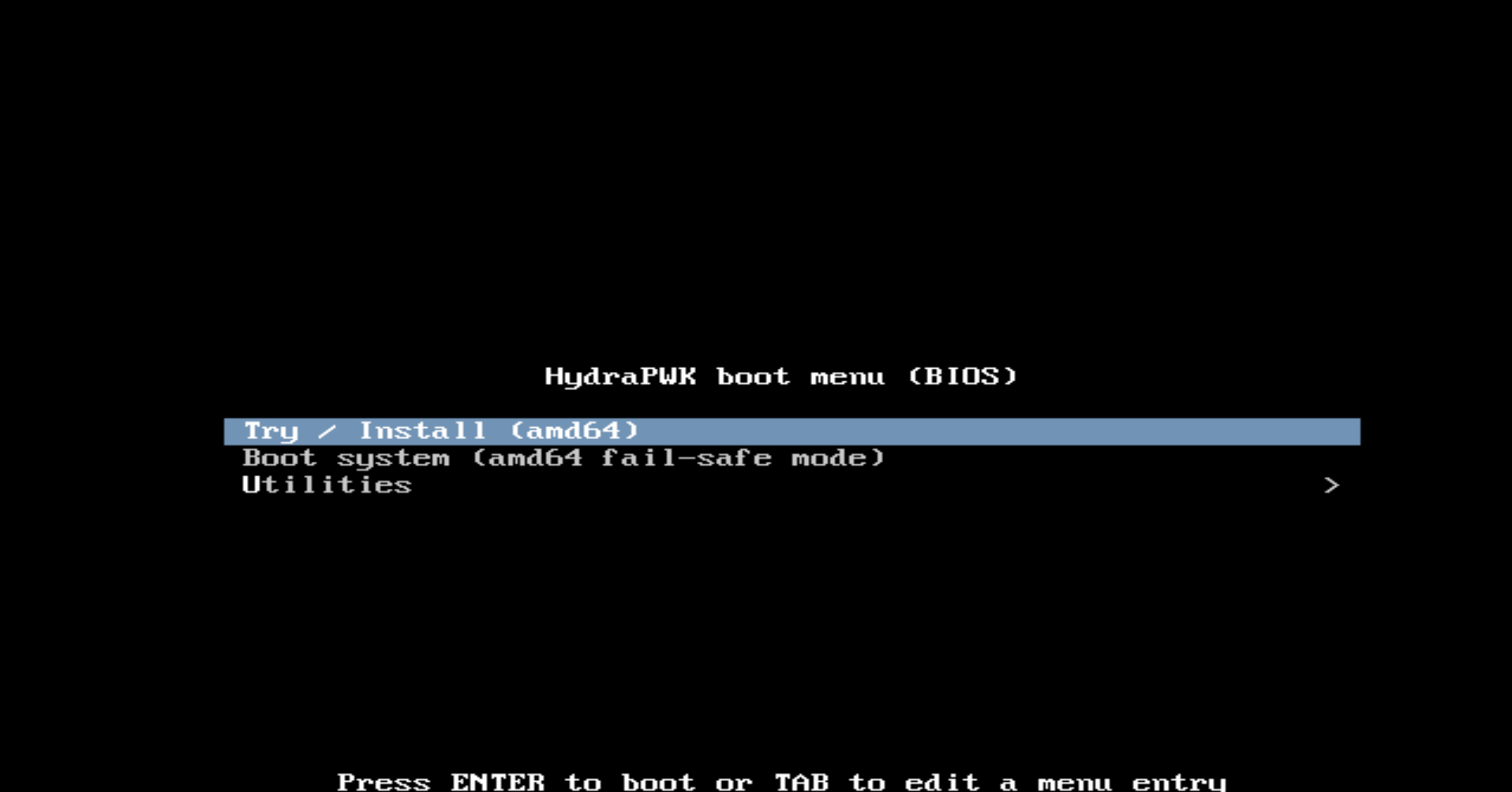 boot into hydrapwk